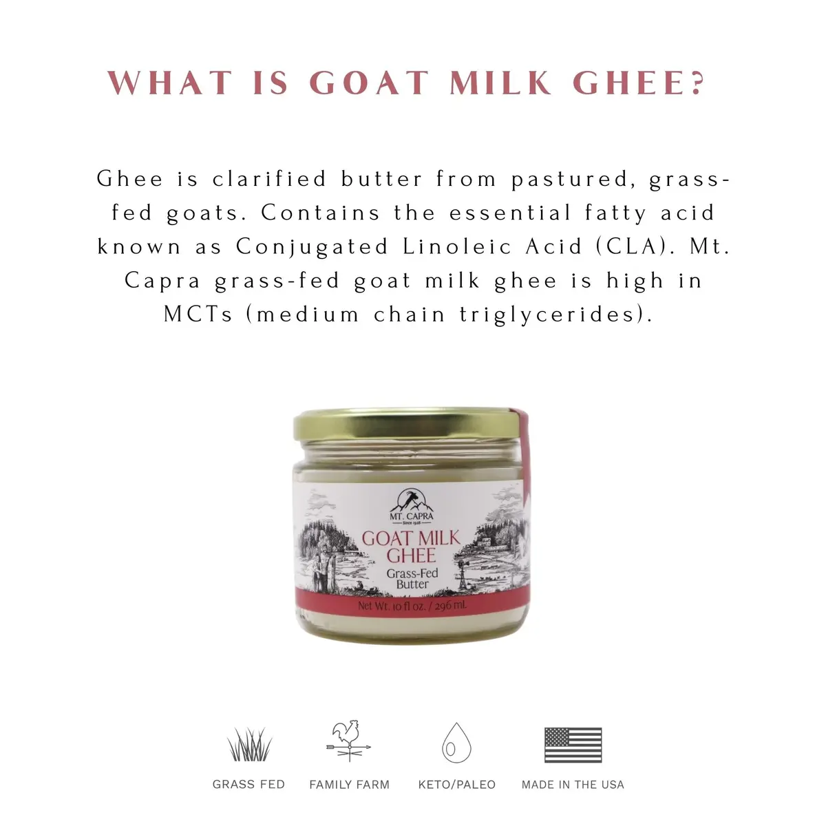 Mt. Capra Goat Milk Ghee | Unsalted, Pasture Raised | 10 fl oz - view 4