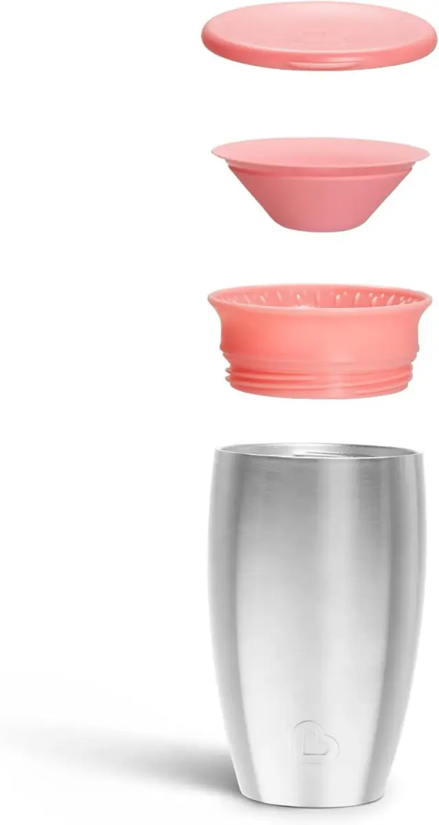 Munchkin Miracle Stainless Steel 360 Sippy Cup 295ml (10 fl oz) | Dentist Recommended Spoutless Cup - view 4