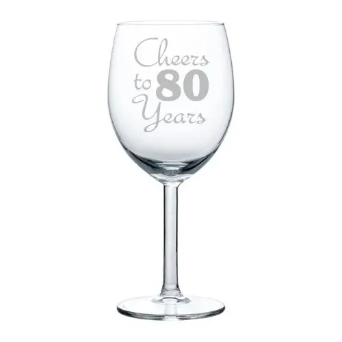 MIP Wine Glass Goblet Cheers To 80 Years Anniversary 10oz | Elegant Anniversary Gift - view 2