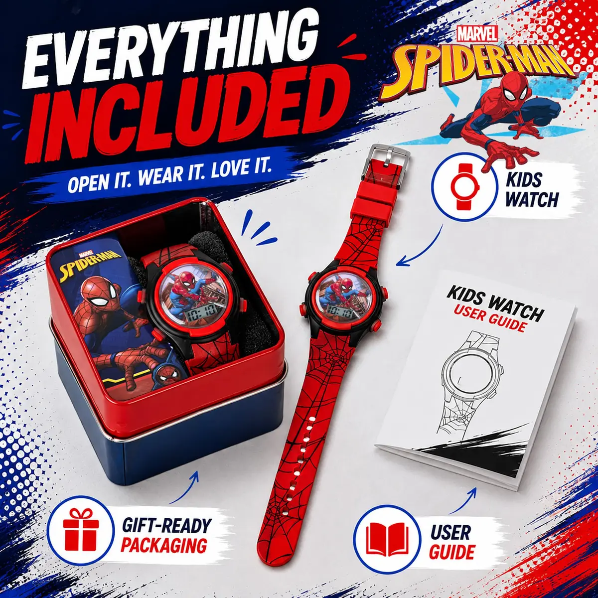 Accutime Kids Spider-Man Digital Watch 37mm (1.46 inches) | Interactive LED Lights & Easy Time-Telling - view 5