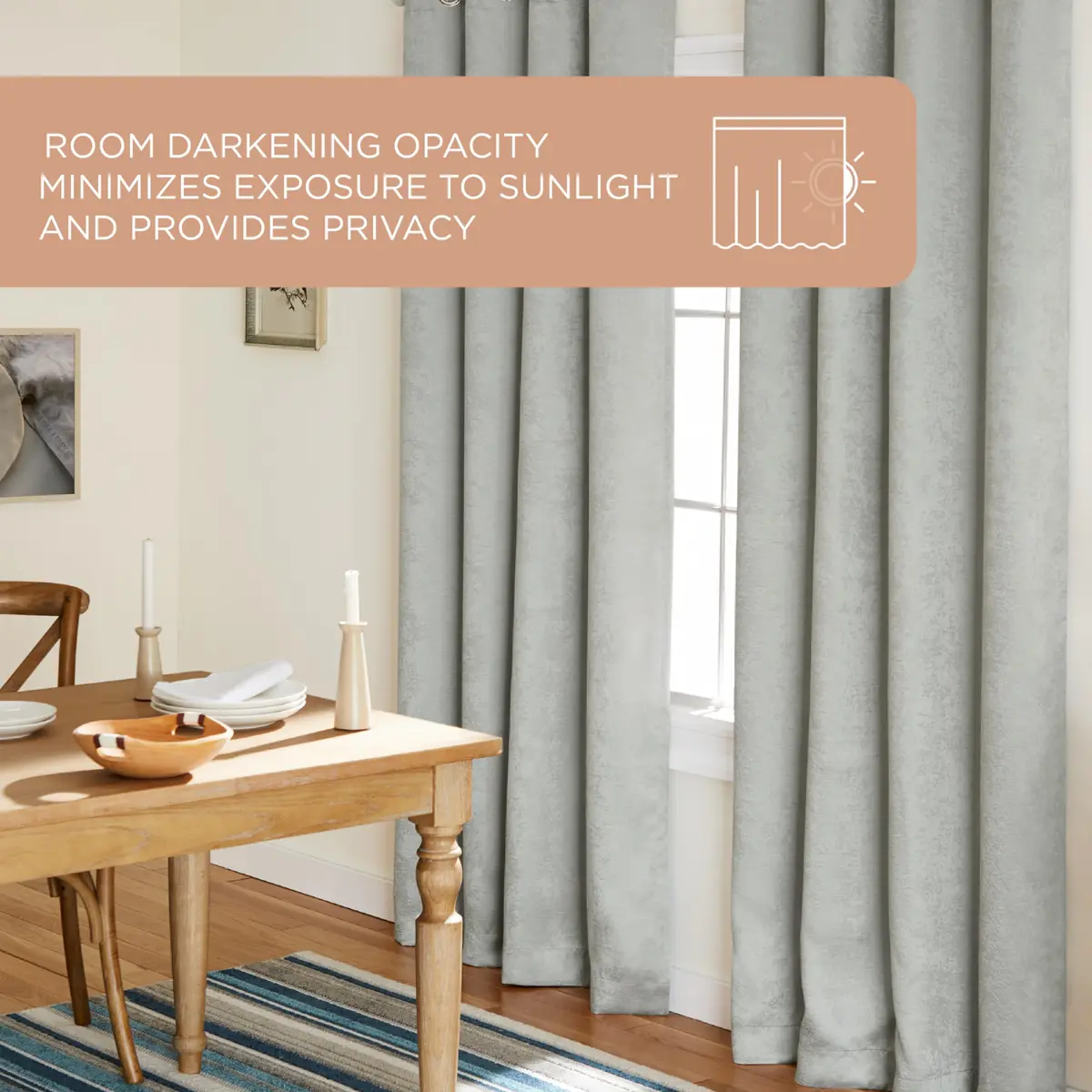 TOWN & COUNTRY EVERYDAY Lustre Solid Heavyweight Textured Sateen Indoor Curtains, Room Darkening, Grommet Top, Energy Efficient, 2-Pack, 52"x84", Silver - view 7
