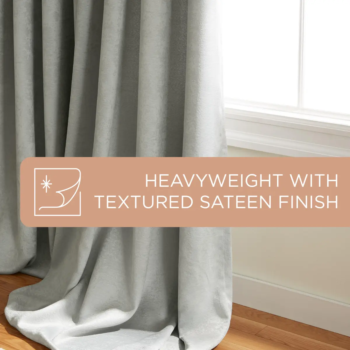 TOWN & COUNTRY EVERYDAY Lustre Solid Heavyweight Textured Sateen Indoor Curtains, Room Darkening, Grommet Top, Energy Efficient, 2-Pack, 52"x84", Silver - view 9