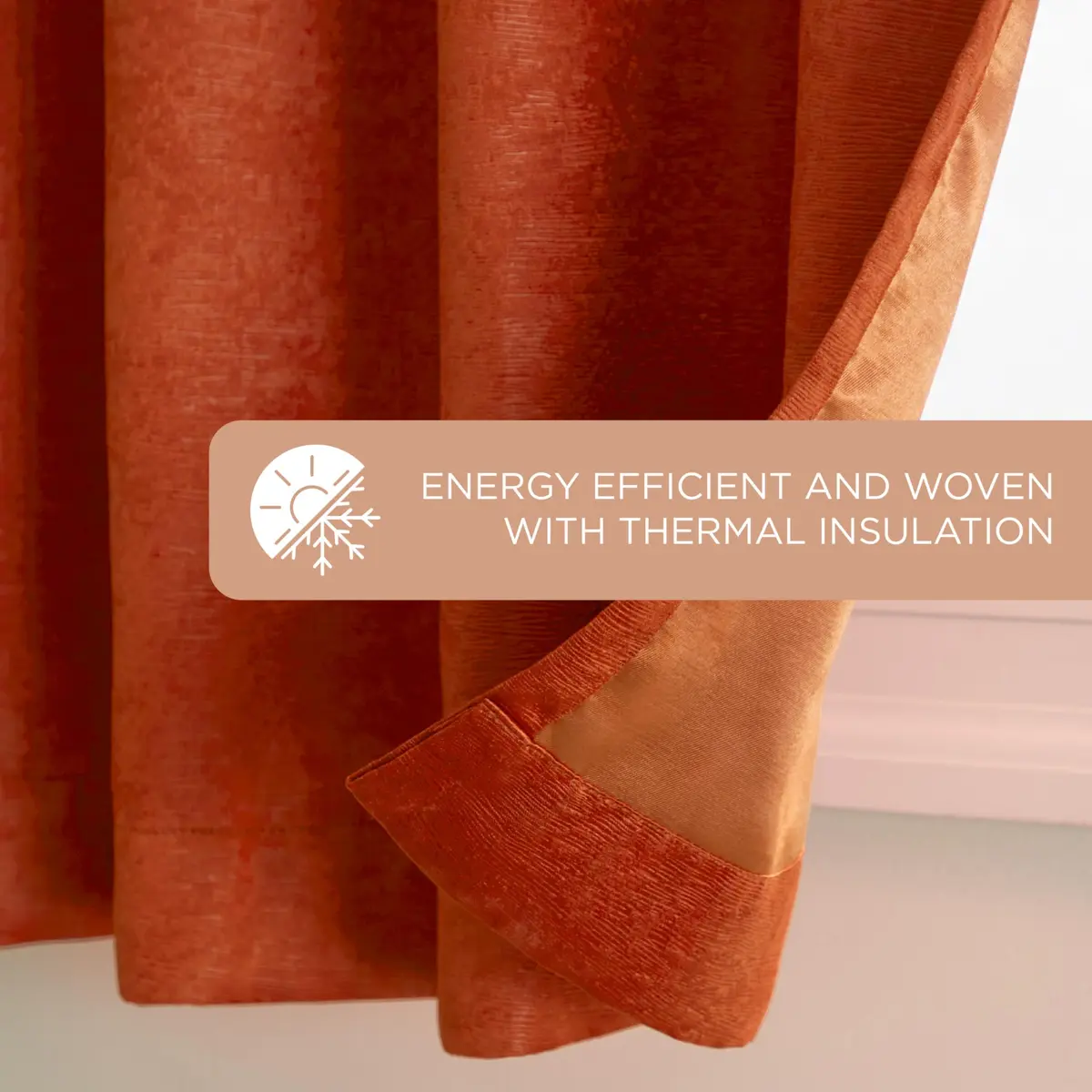 TOWN & COUNTRY EVERYDAY Lustre Solid Heavyweight Textured Sateen Indoor Curtains, Room Darkening, 2-Pack, 52"x84", Mecca Orange - view 6