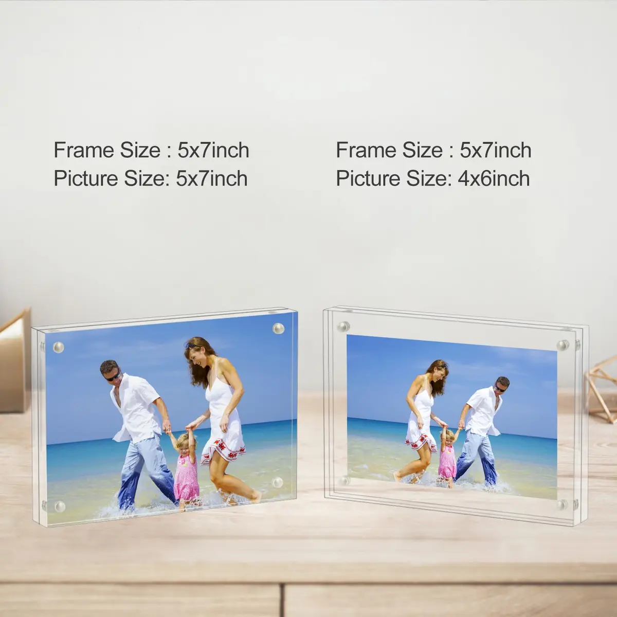 AMEITECH 5x7 inch Acrylic Magnetic Picture Frame | Double-Sided Floating Display - view 5