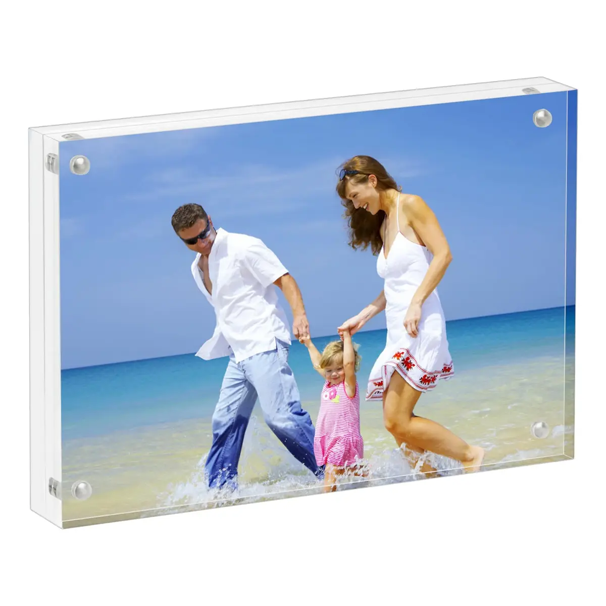AMEITECH 5x7 inch Acrylic Magnetic Picture Frame | Double-Sided Floating Display - main product image