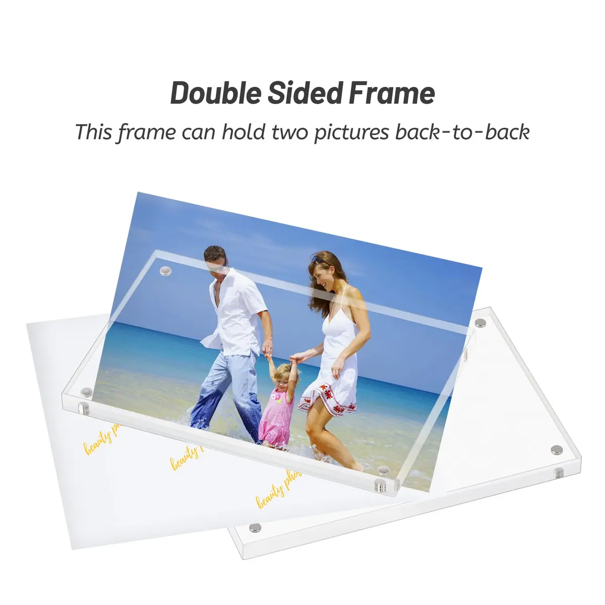 AMEITECH 5x7 inch Acrylic Magnetic Picture Frame | Double-Sided Floating Display - view 3