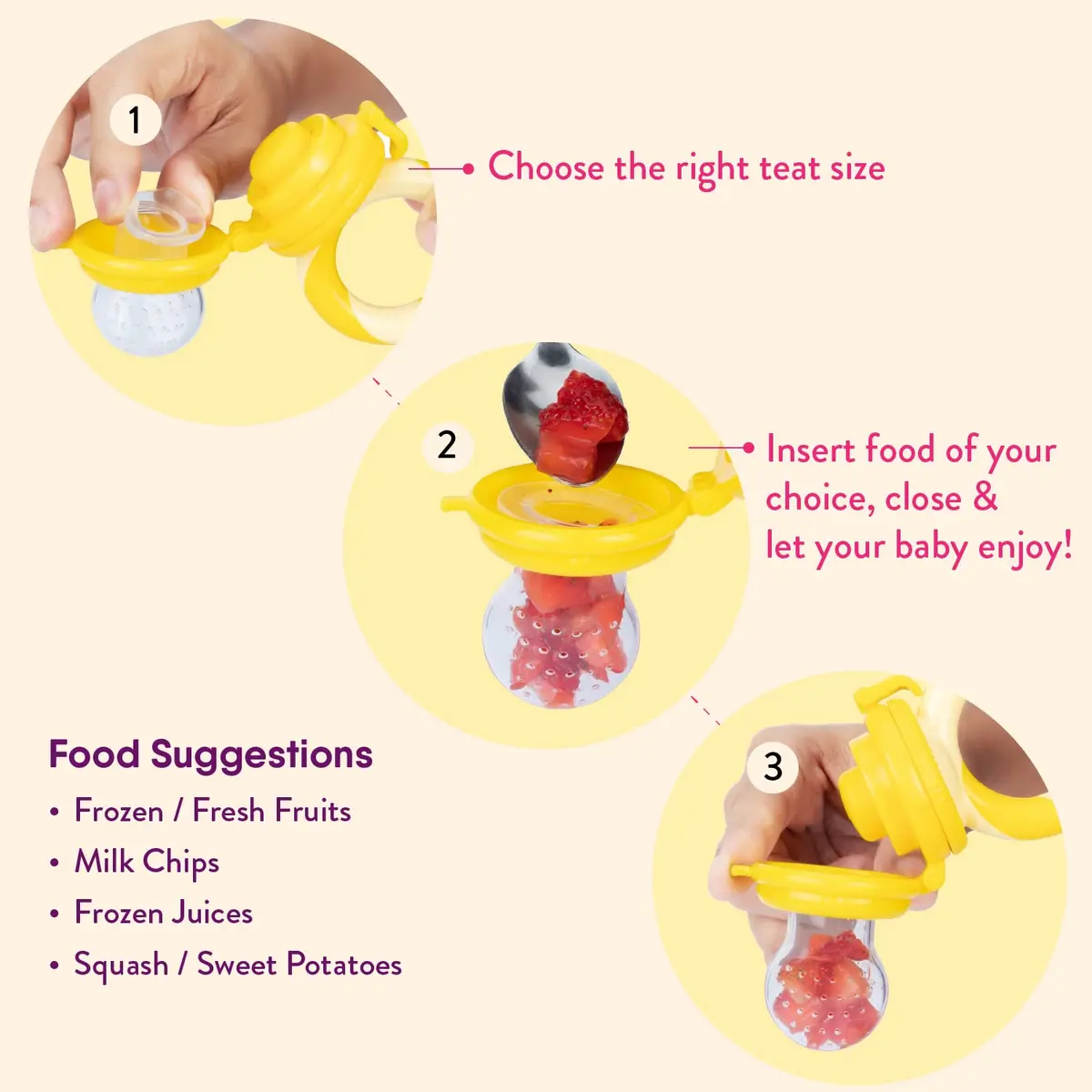 NatureBond Baby Food Feeder/Fruit Feeder Pacifier Nibbler 8 Piece Set | Teething & Weaning in Appetizing Colors - view 5