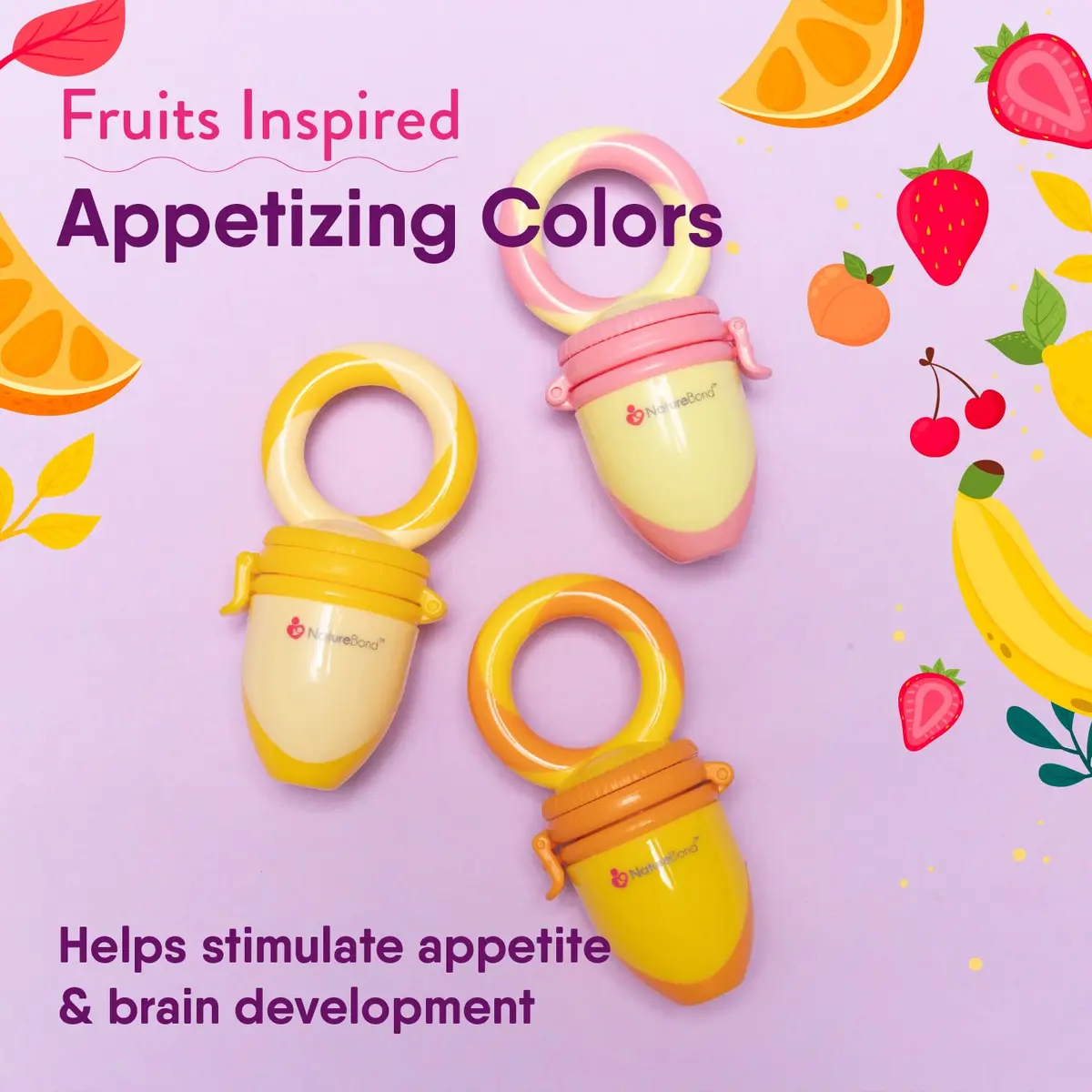 NatureBond Baby Food Feeder/Fruit Feeder Pacifier Nibbler 8 Piece Set | Teething & Weaning in Appetizing Colors - view 6