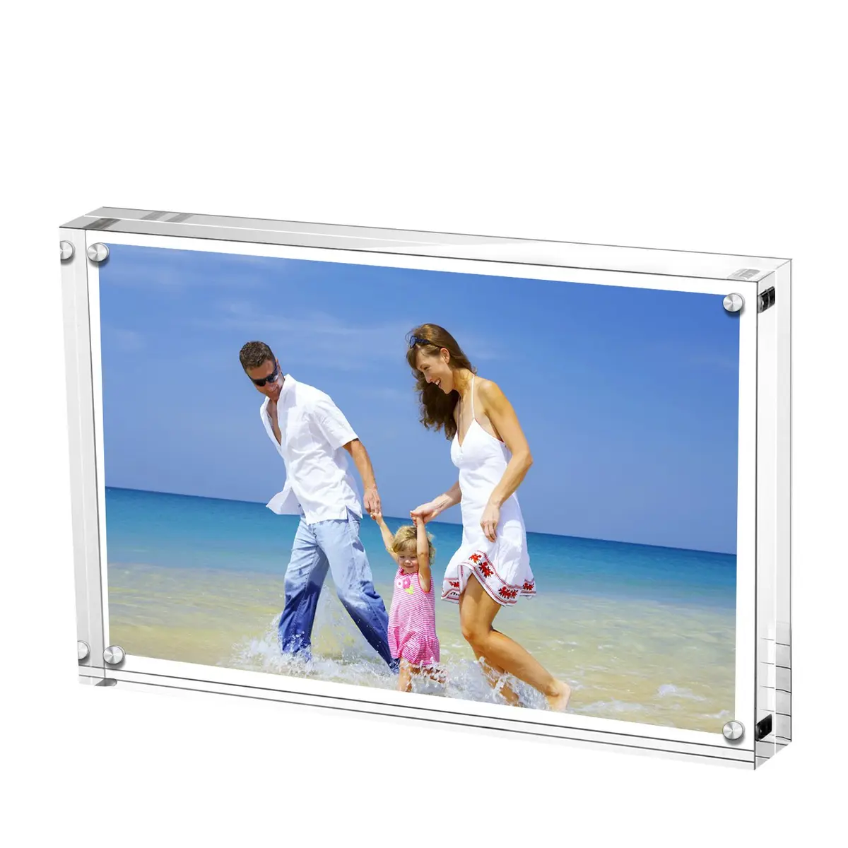 AMEITECH 3.5x5 inch Clear Acrylic Magnetic Picture Frame | Double-Sided Display - main product image