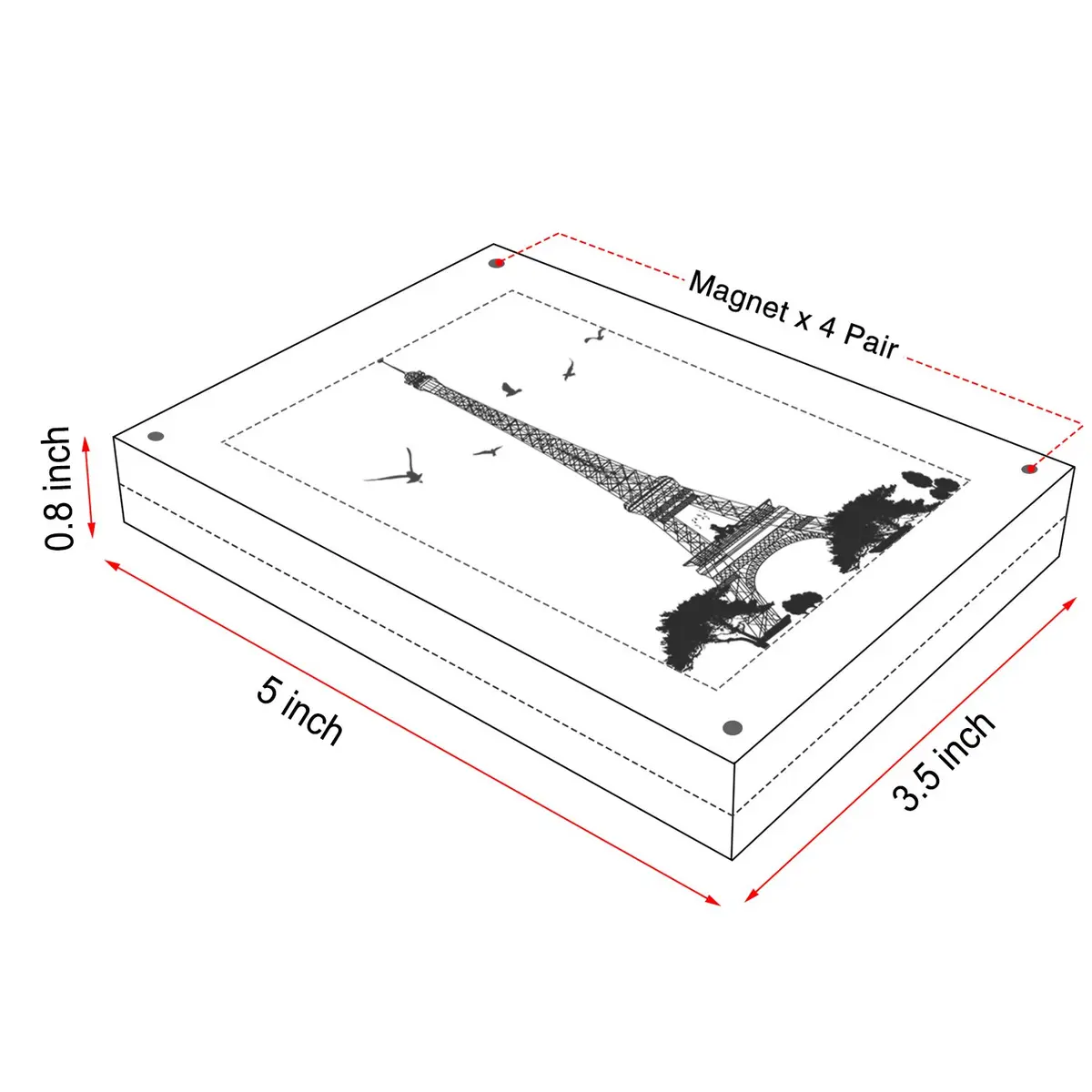 AMEITECH 3.5x5 inch Clear Acrylic Magnetic Picture Frame | Double-Sided Display - view 2