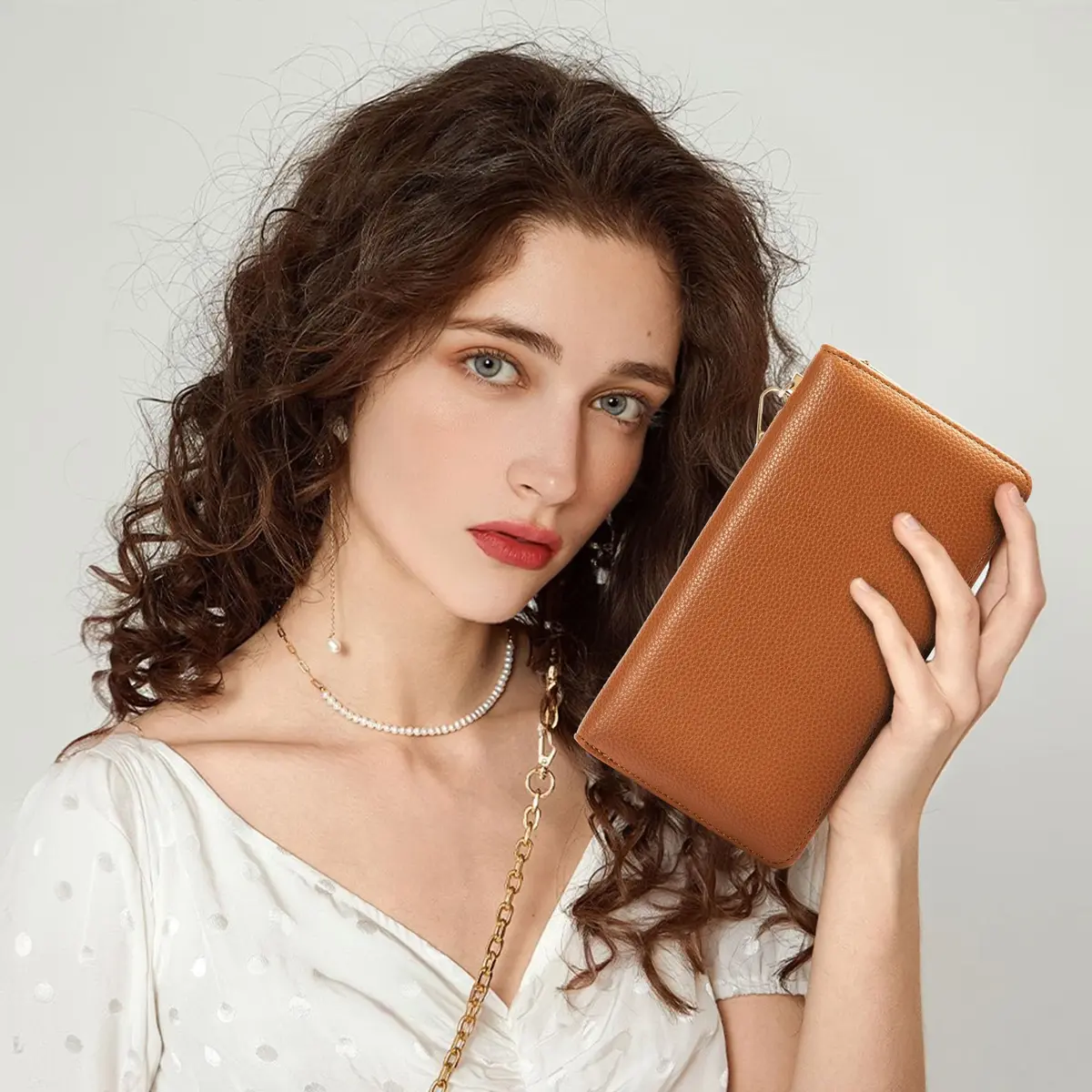 Chelmon Vegan Leather Clutch Wallet with Zip & RFID, 8.19"×4.49" | Large Capacity & Secure (en_US) - view 3
