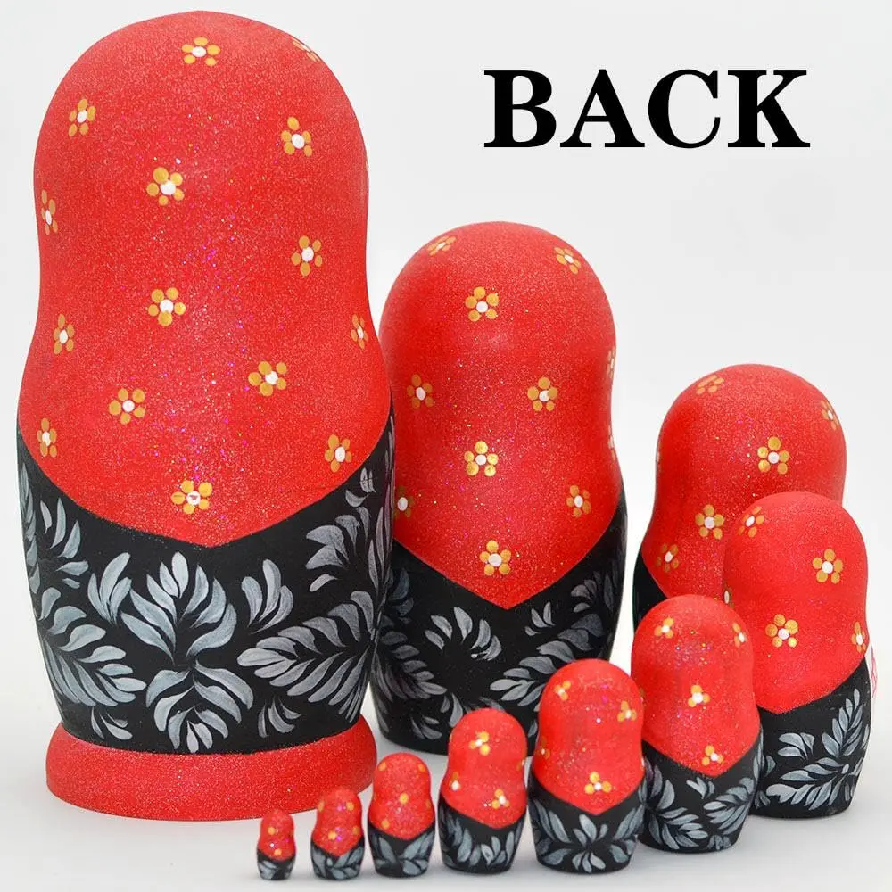 YAKELUS Russian Nesting Dolls for Kids 10pcs | Handmade Traditional Wooden Matryoshka - view 4