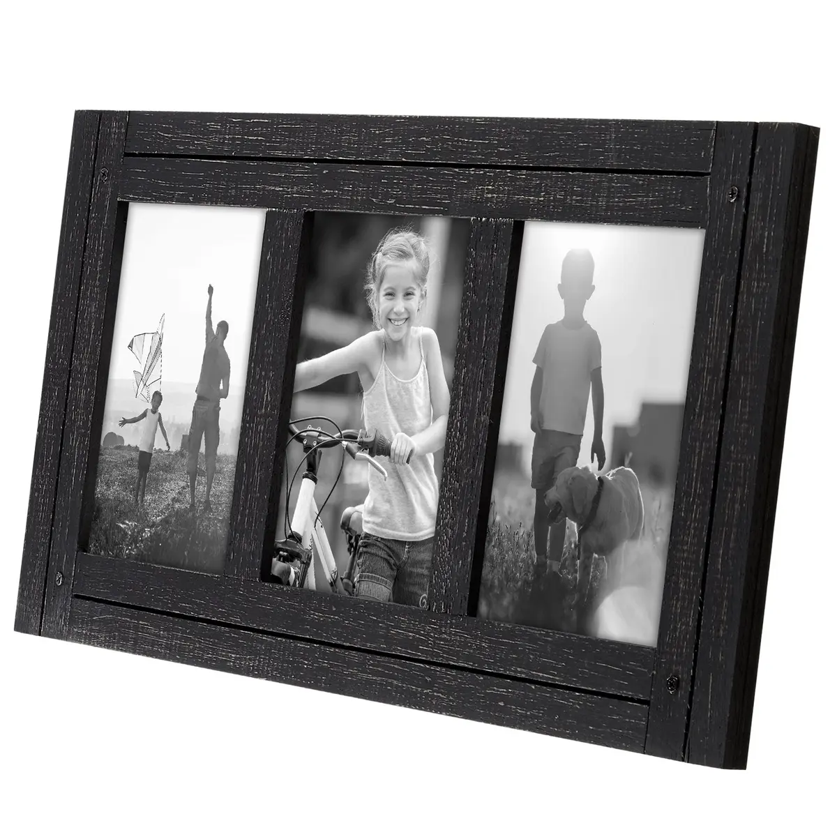 Americanflat 4x6 Collage Picture Frame - Distressed Wood - Black | Rustic Charm for Photos - view 7