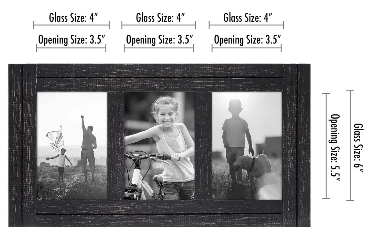 Americanflat 4x6 Collage Picture Frame - Distressed Wood - Black | Rustic Charm for Photos - view 2