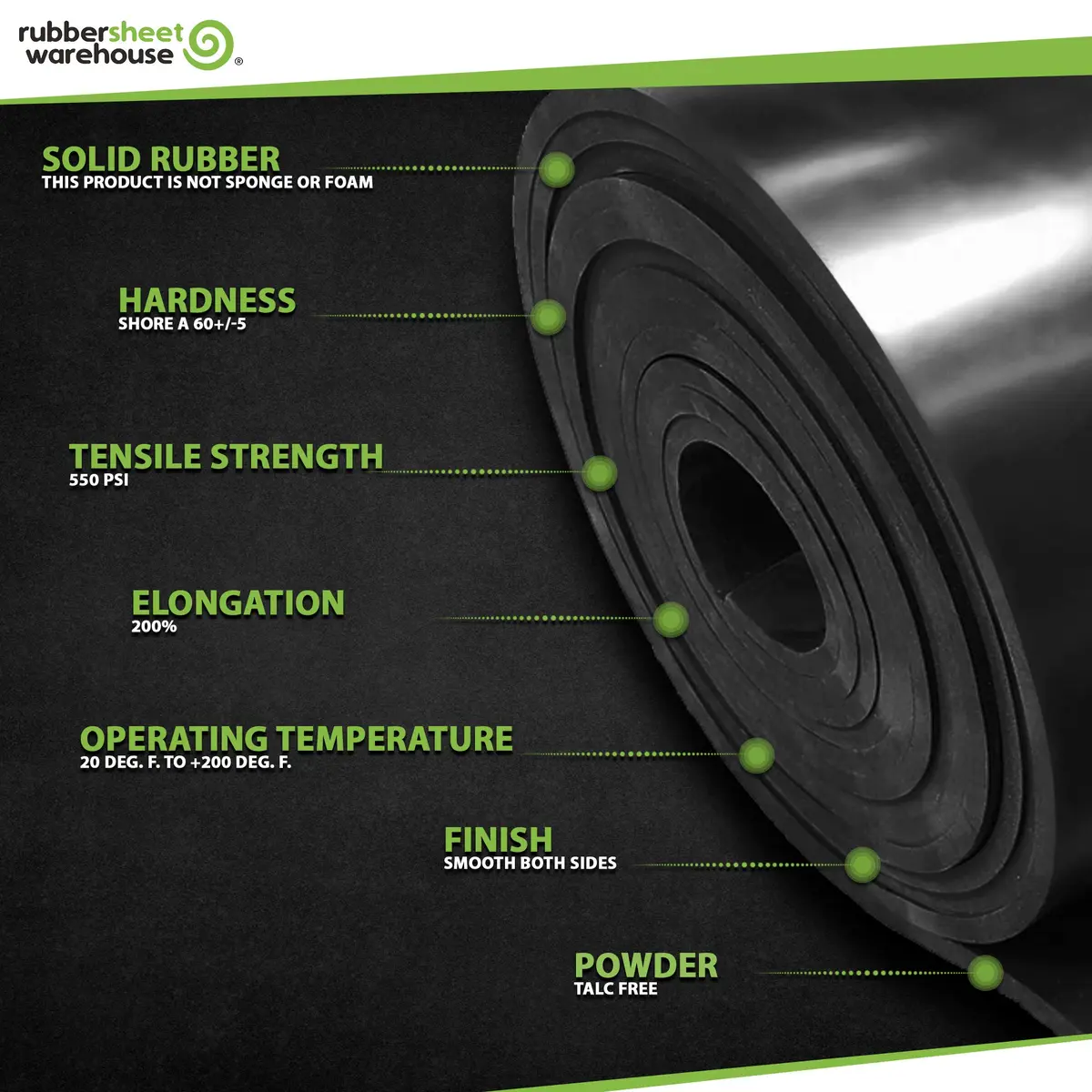 Rubber Sheet Warehouse .125" (1/8") Thick x 4" Wide x 10' Feet Neoprene Rubber Sheet for DIY & Weather Sealing - view 9