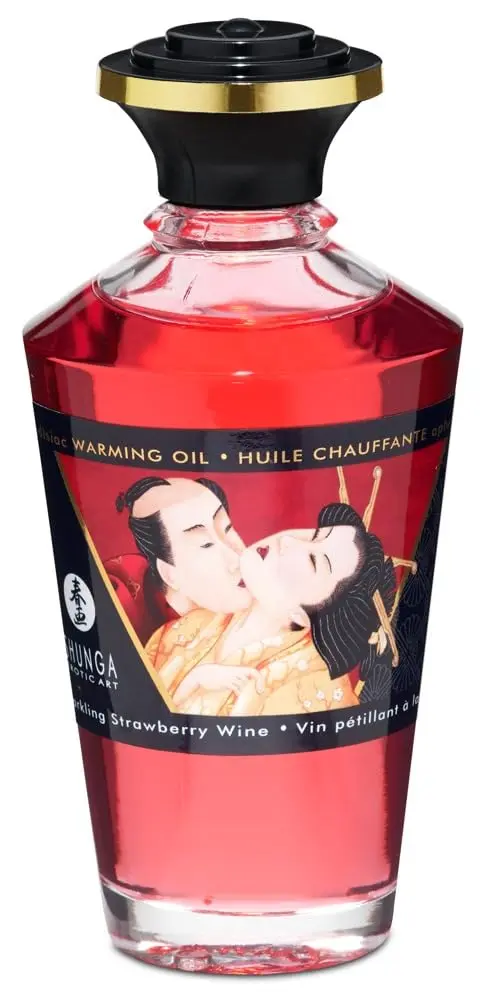 Shunga Warming Massage Oil, Strawberry, 3.5 Fl Oz | Edible, warming, strawberry scent - view 2