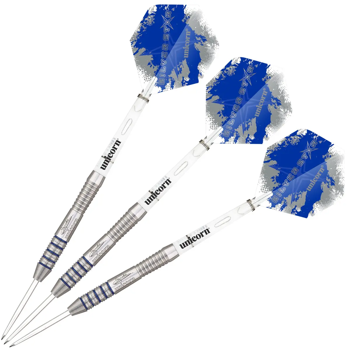 Unicorn Silver Star Gary Anderson Darts 23 g | Natural Tungsten, Textured Grip, Silver/Blue - view 3