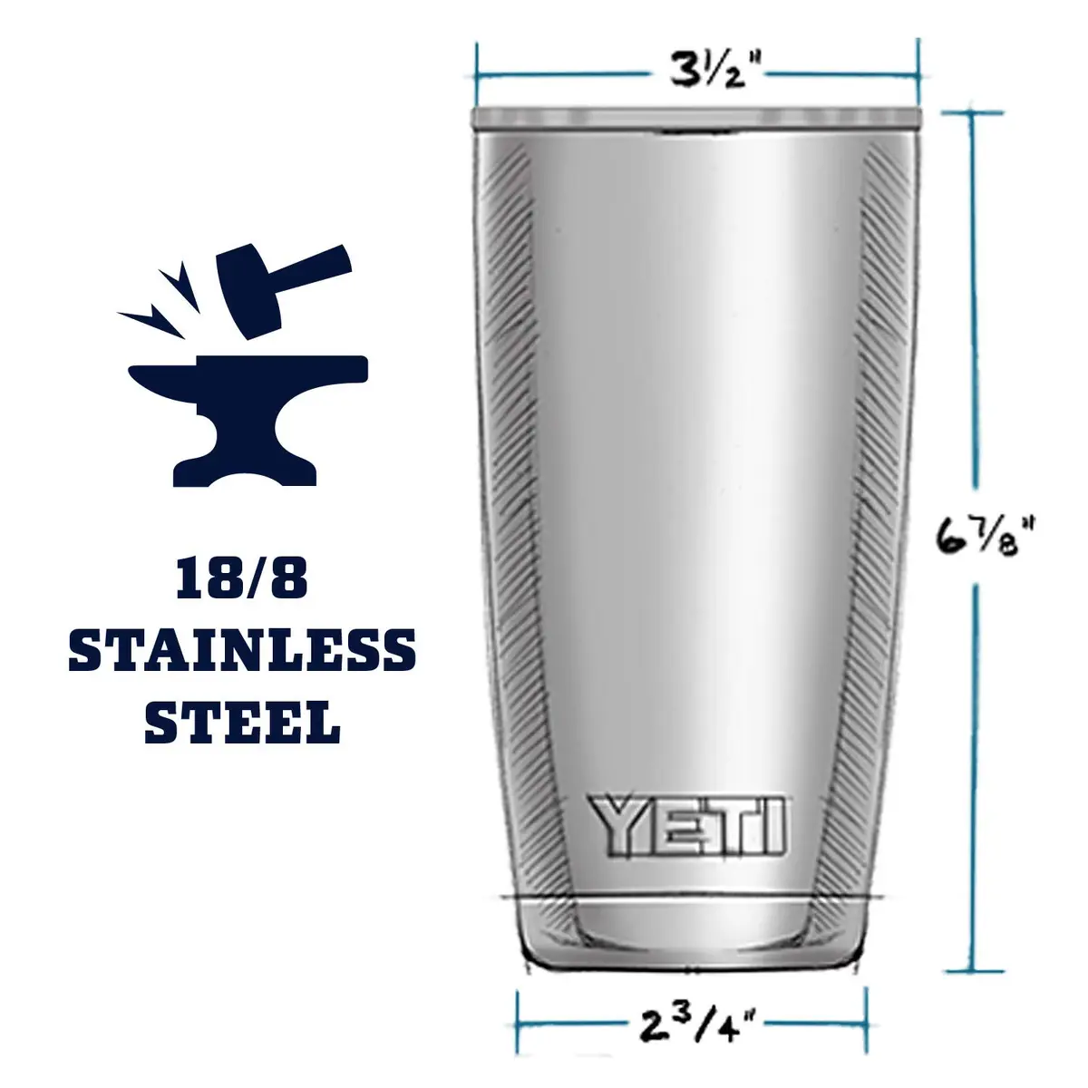 YETI Rambler 20 oz Tumbler Stainless Steel Vacuum Insulated with MagSlider Lid Black | 591ml (20 oz) Tumbler - view 2