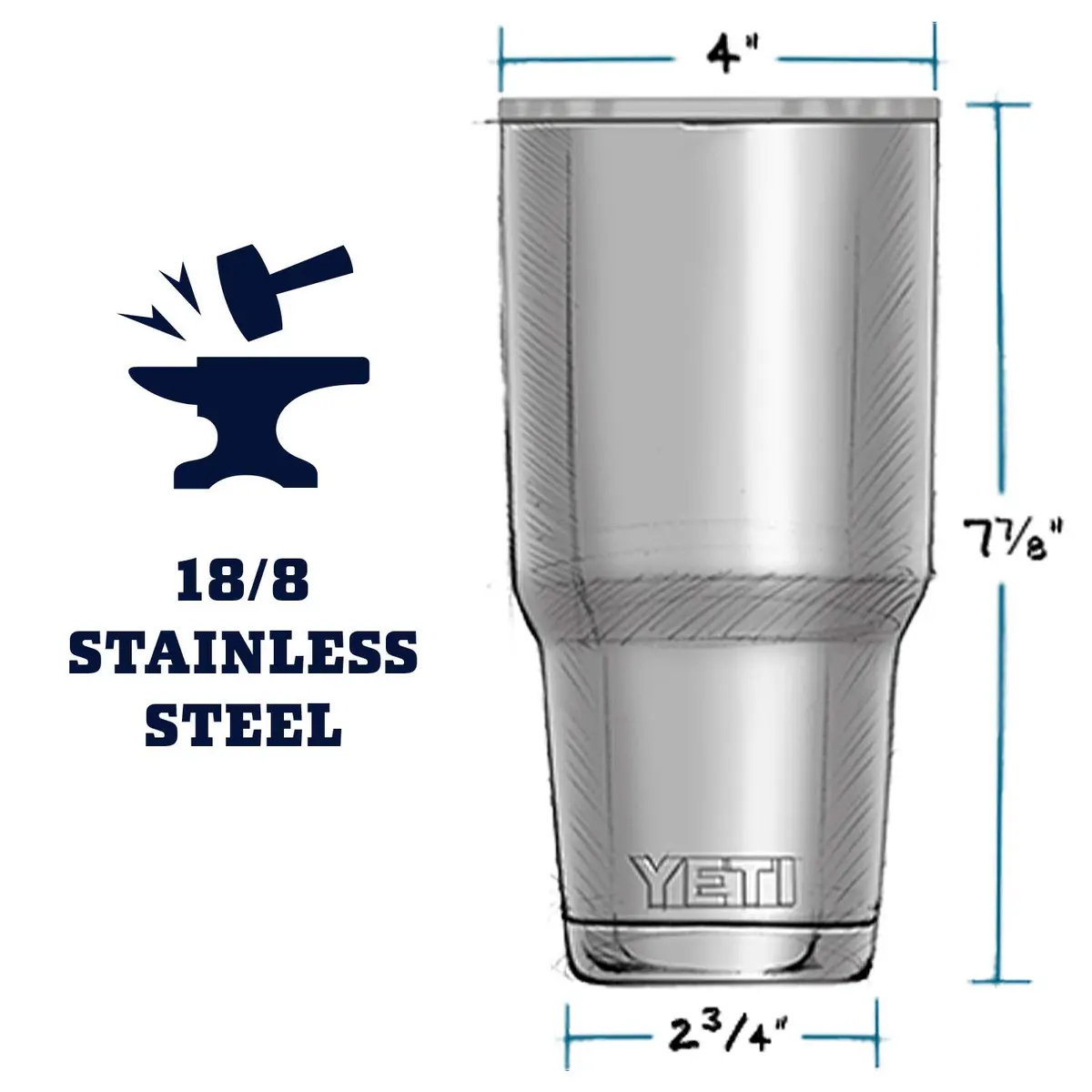 YETI Rambler 30 oz Stainless Steel Vacuum Insulated Tumbler with MagSlider Lid, 887 ml (30 oz) | Keeps Drinks Cold or Hot for Hours - view 2