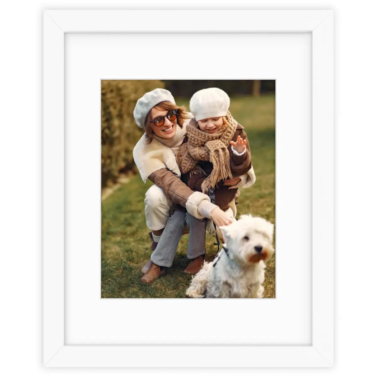 Golden State Art 11x14 White Picture Frame with Mat, Solid Wood & Real Glass, 8x10 - main product image
