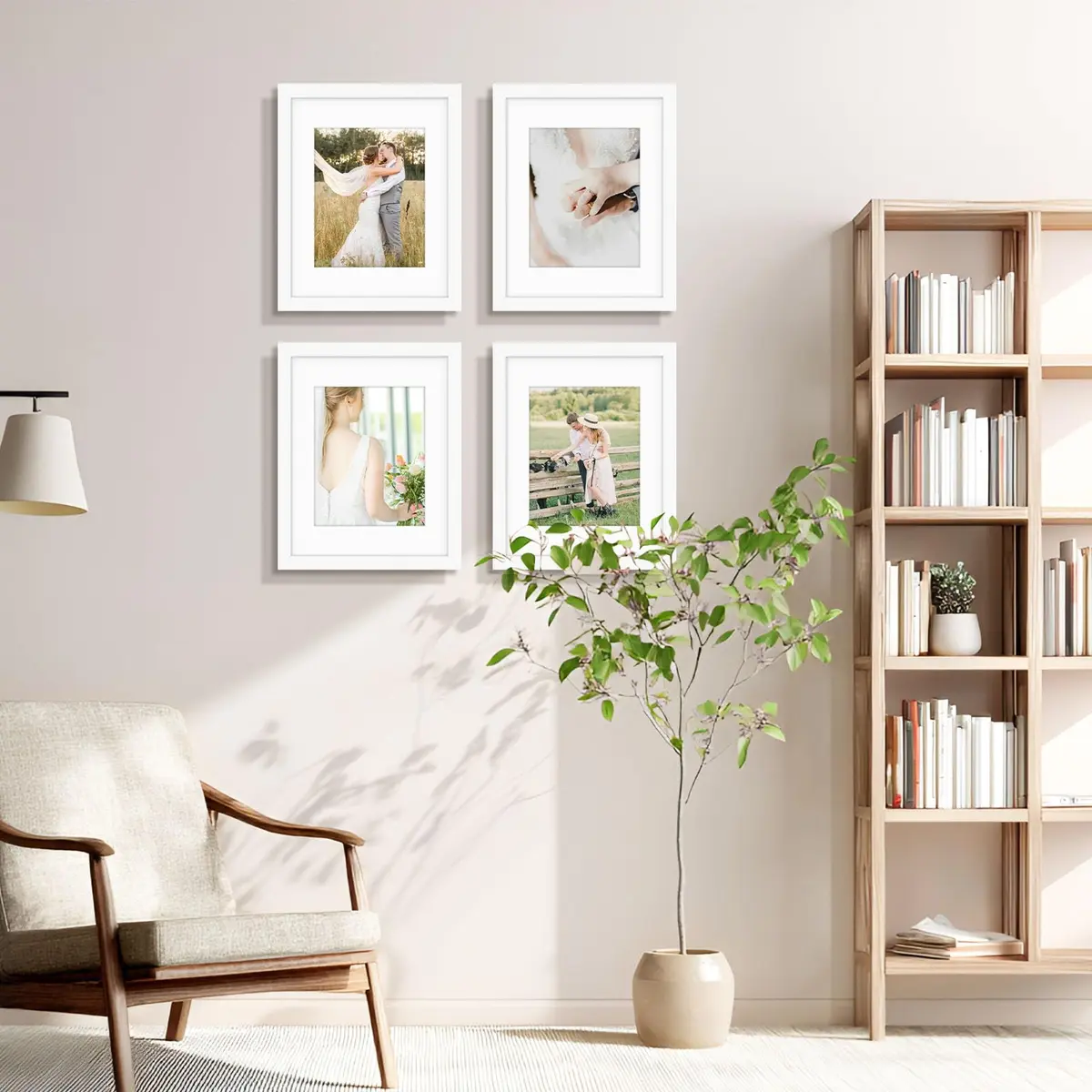 Golden State Art 11x14 White Picture Frame with Mat, Solid Wood & Real Glass, 8x10 - view 6