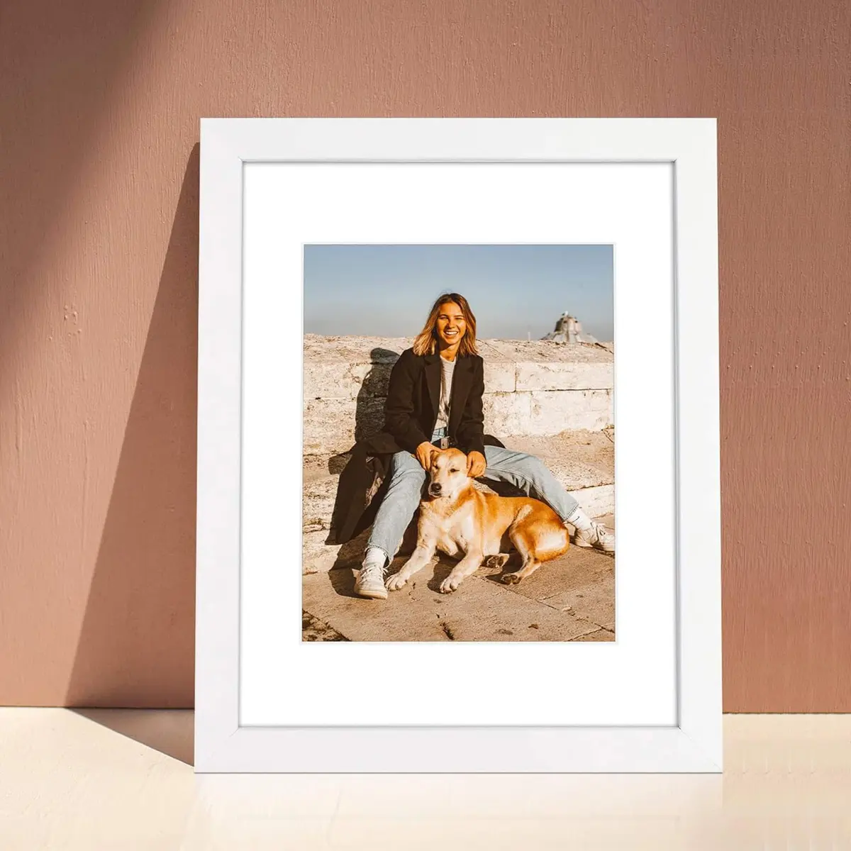 Golden State Art 11x14 White Picture Frame with Mat, Solid Wood & Real Glass, 8x10 - view 2