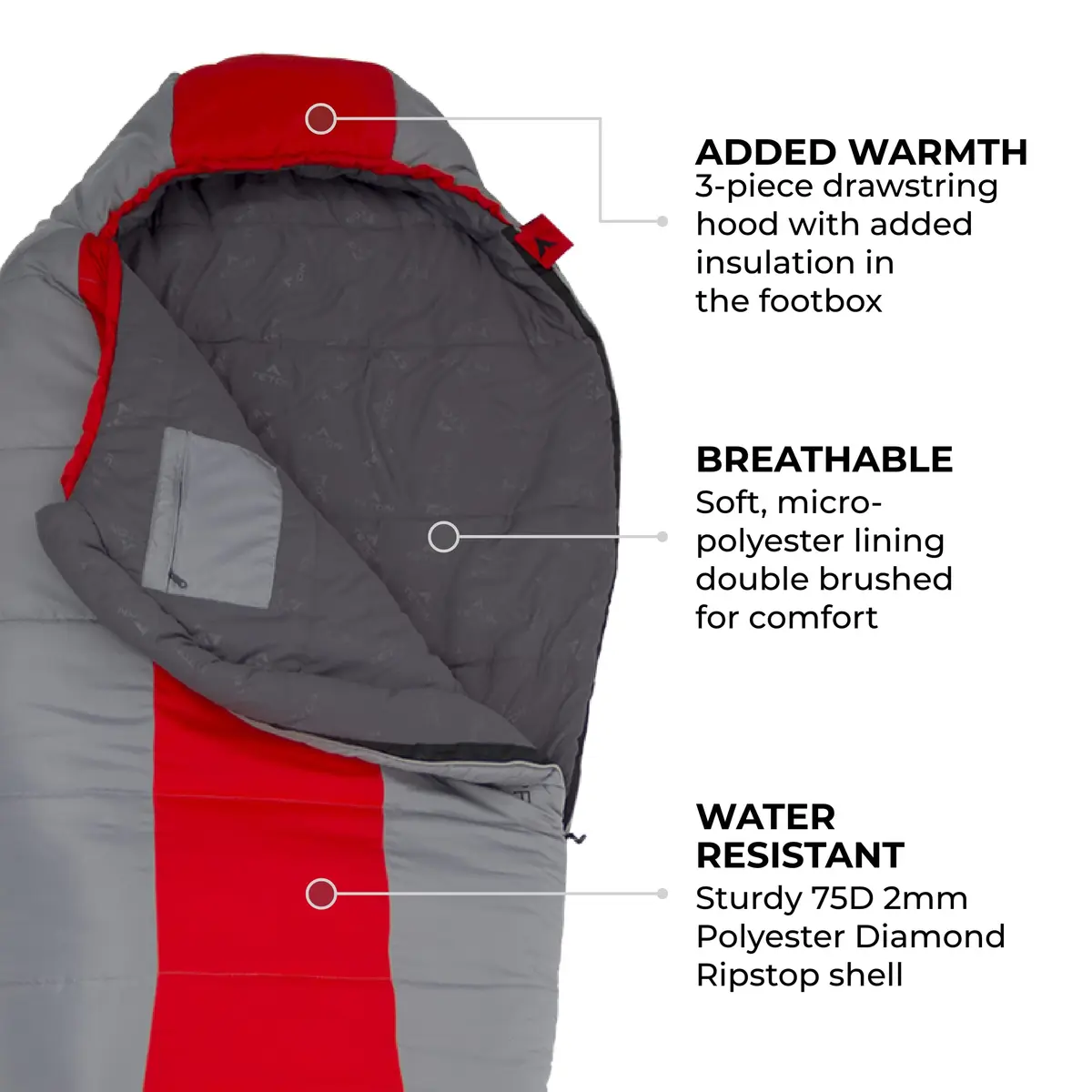 TETON Sports Tracker 5 Degree Sleeping Bag | Lightweight, Warm Mummy Design for Camping & Backpacking - view 4