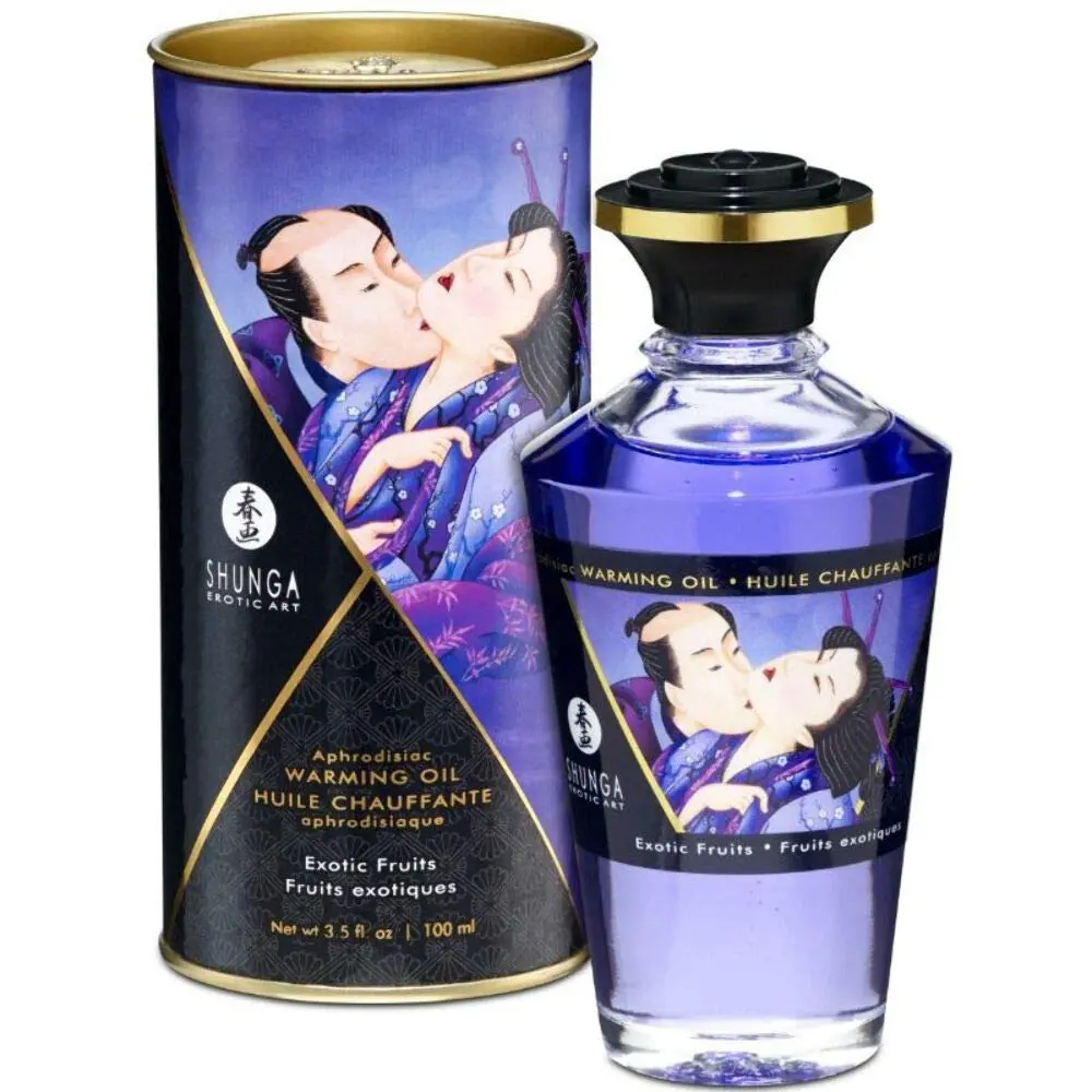 Shunga Warming Massage Oil, Exotic Fruits | Edible, Sensual, 3.5 Fl Oz, USA Import - main product image