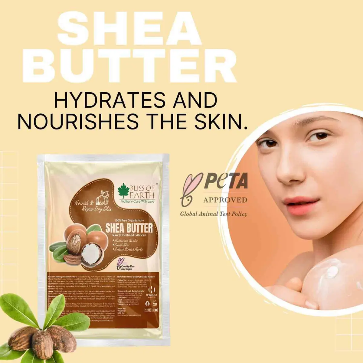 BLISS OF EARTH Organic Raw Shea Butter 100g (3.53oz) | Deeply Moisturizing for Skin & Hair - view 5