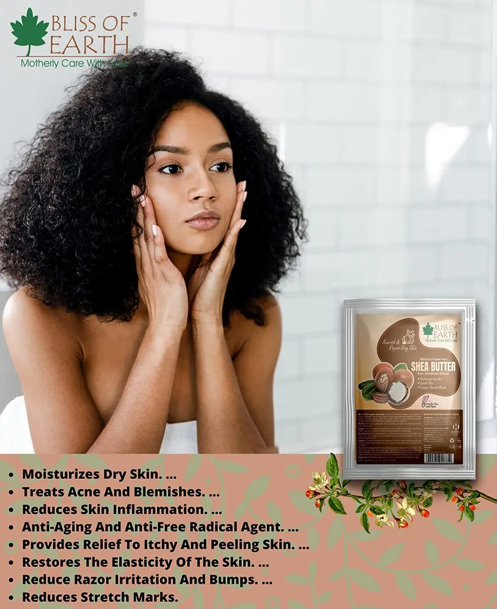 BLISS OF EARTH Organic Raw Shea Butter 100g (3.53oz) | Deeply Moisturizing for Skin & Hair - view 6