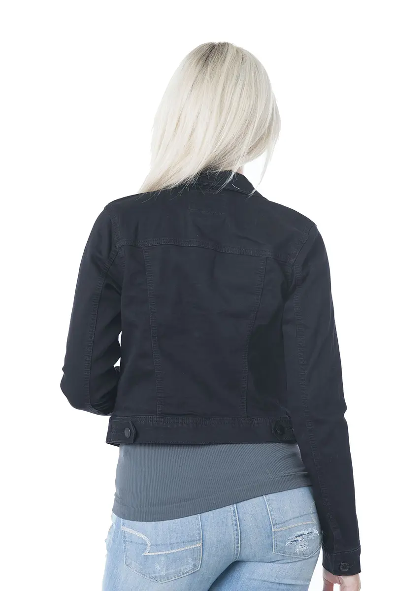 Khanomak Women's Basic Button Down Denim Jean Jacket 3XL | Casual Star Style - view 2