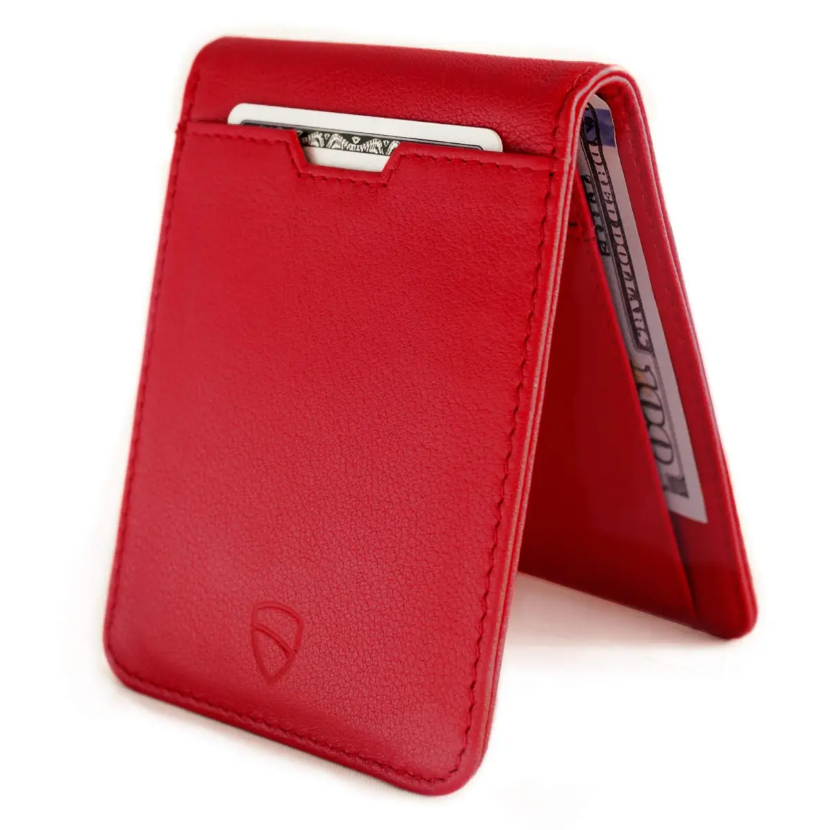 Vaultskin Manhattan Slim Leather Bifold RFID Wallet for Men (Red) | Premium Italian Leather, RFID-Blocking Security - main product image