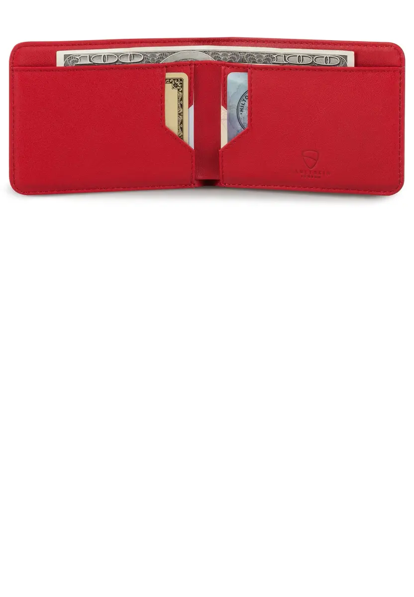 Vaultskin Manhattan Slim Leather Bifold RFID Wallet for Men (Red) | Premium Italian Leather, RFID-Blocking Security - view 5