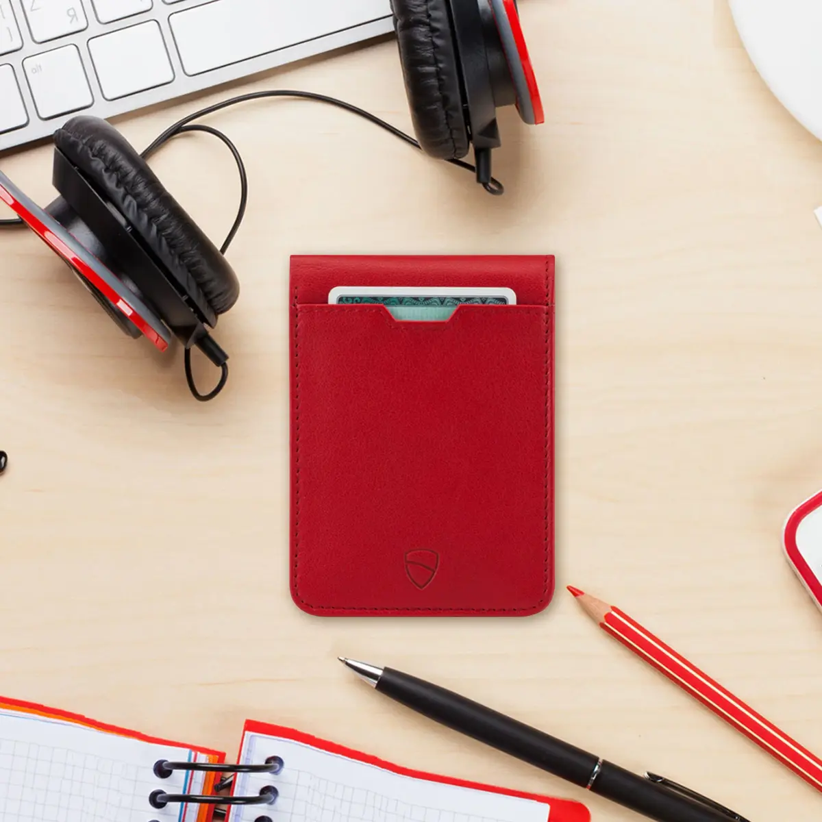 Vaultskin Manhattan Slim Leather Bifold RFID Wallet for Men (Red) | Premium Italian Leather, RFID-Blocking Security - view 2