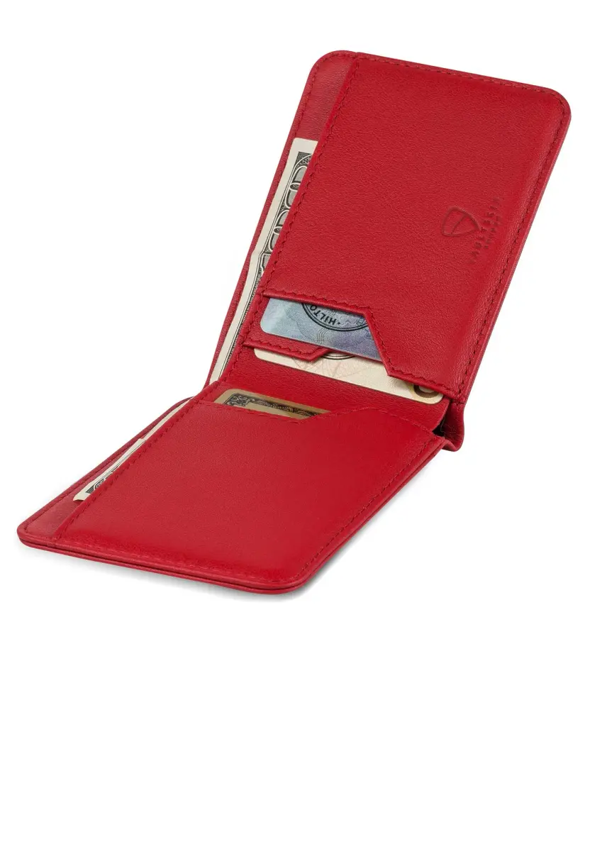 Vaultskin Manhattan Slim Leather Bifold RFID Wallet for Men (Red) | Premium Italian Leather, RFID-Blocking Security - view 3