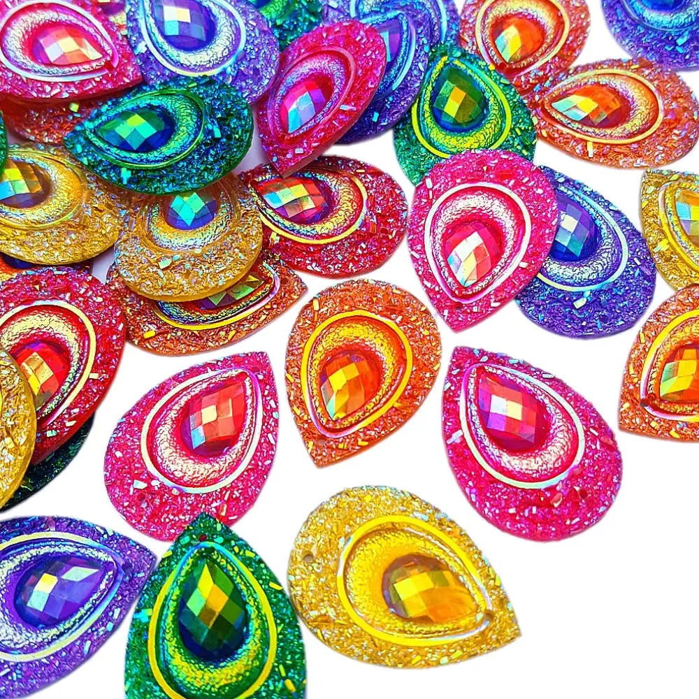 succi shan Sew On Crafts Rhinestones 18x25mm | AB Drop Beads for Costume & Wedding - main product image