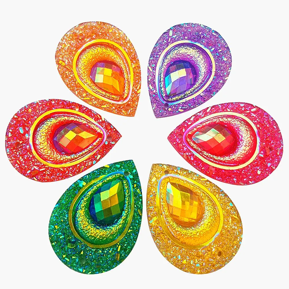 succi shan Sew On Crafts Rhinestones 18x25mm | AB Drop Beads for Costume & Wedding - view 2