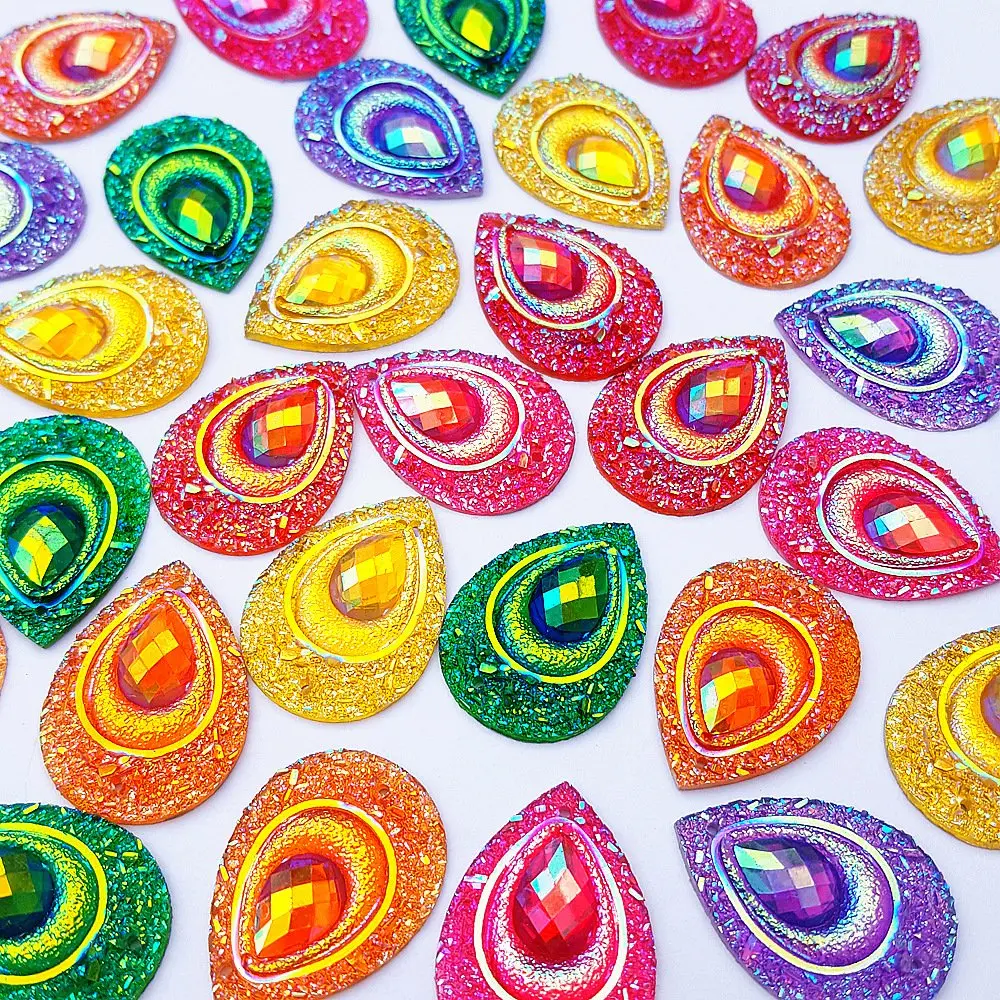 succi shan Sew On Crafts Rhinestones 18x25mm | AB Drop Beads for Costume & Wedding - view 3