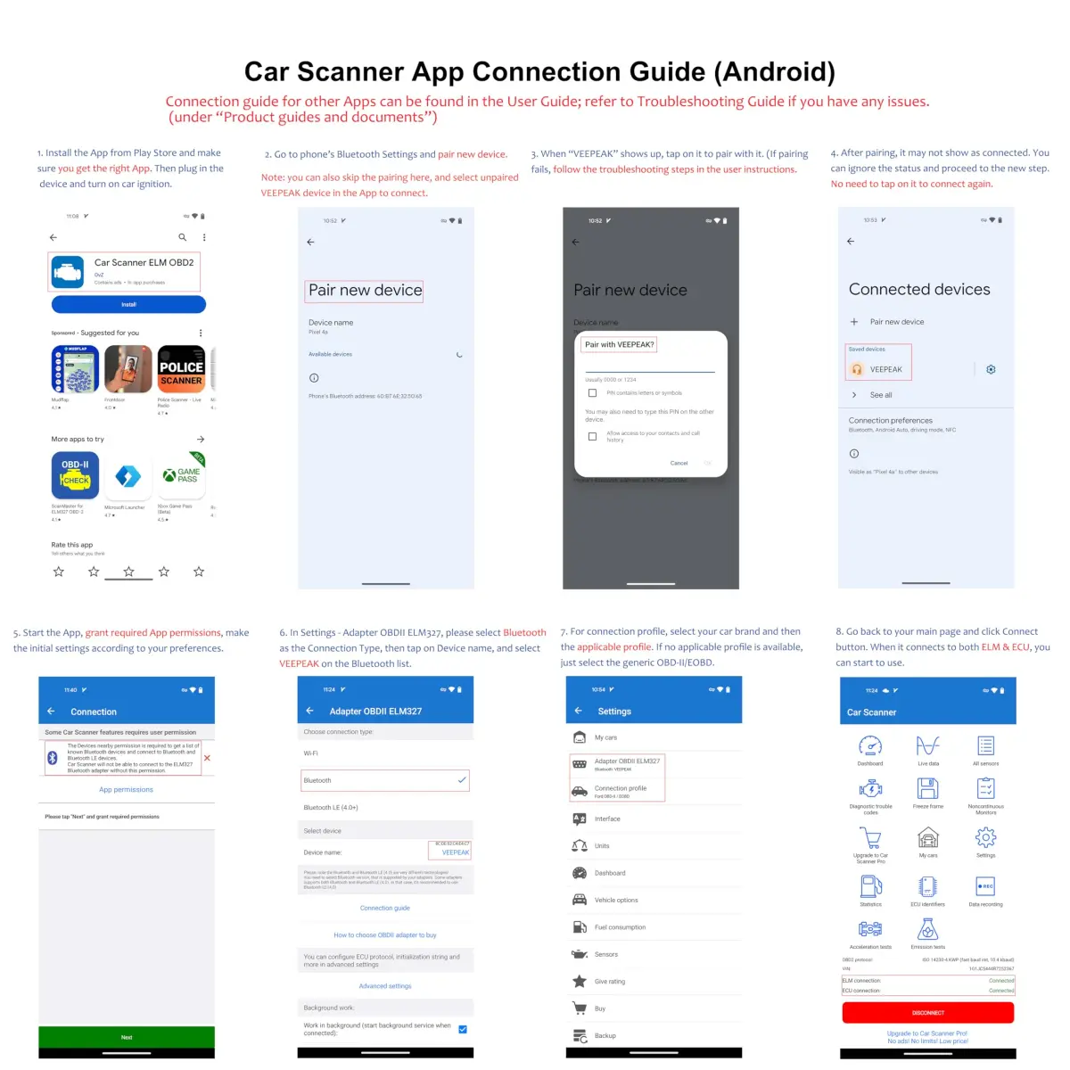 Veepeak OBDCheck BLE Bluetooth OBD II Scanner for iOS & Android | Car Wireless Check Engine Light Code Reader Diagnostic Tool - view 7