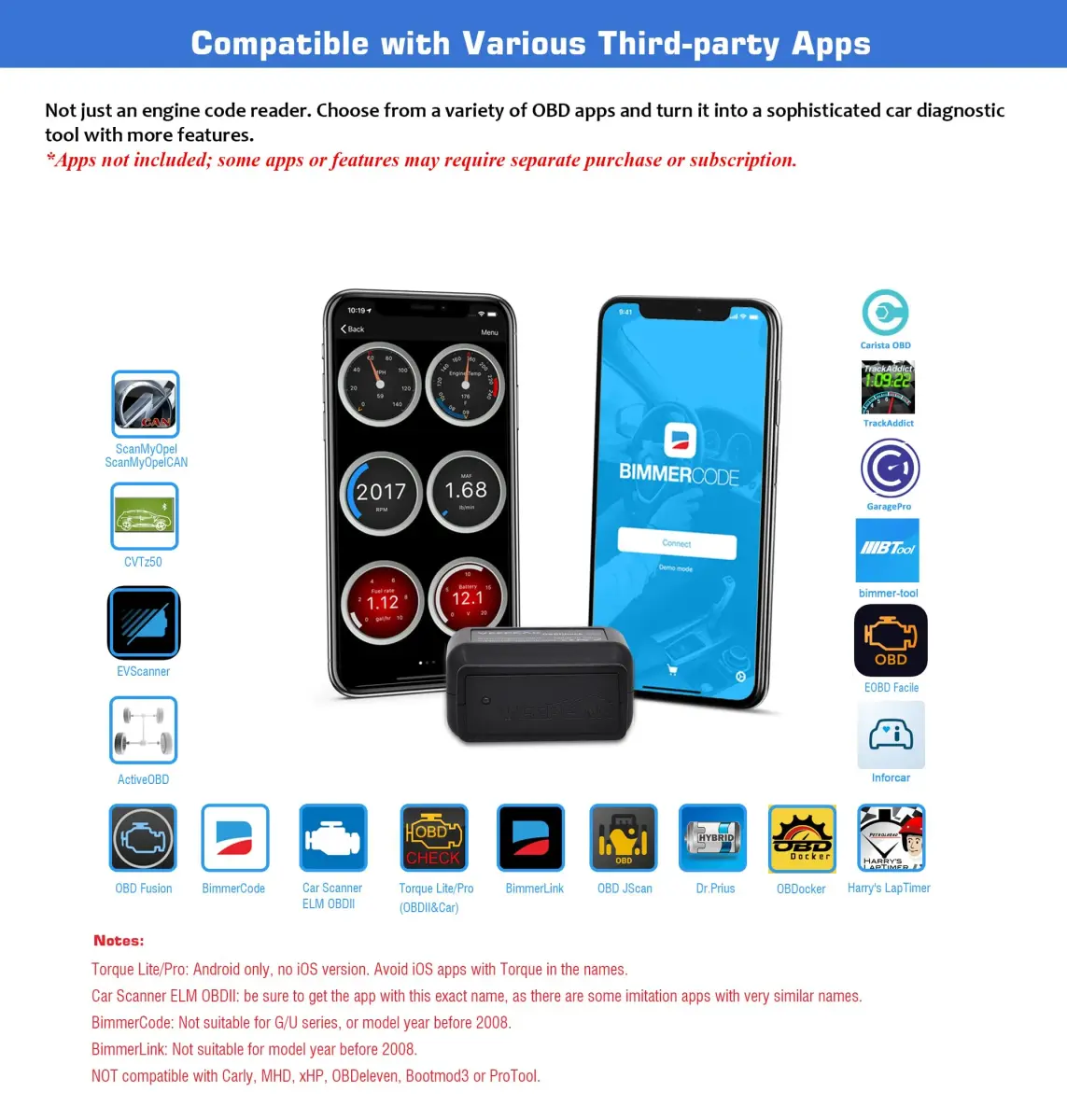 Veepeak OBDCheck BLE Bluetooth OBD II Scanner for iOS & Android | Car Wireless Check Engine Light Code Reader Diagnostic Tool - view 3