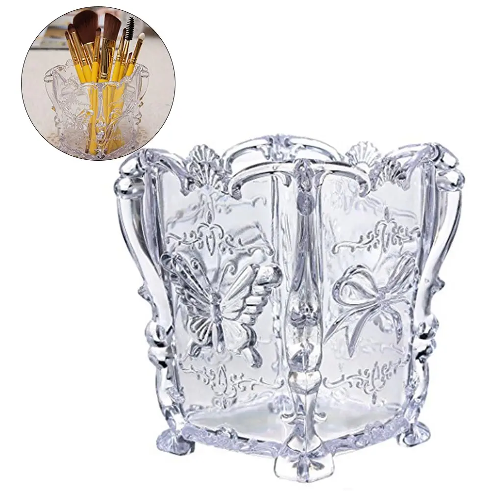 FRCOLOR Acrylic Makeup Brush Holder with Butterfly Carving | 11cm x 9cm x 9cm (4.3" x 3.6" x 3.6") - view 7