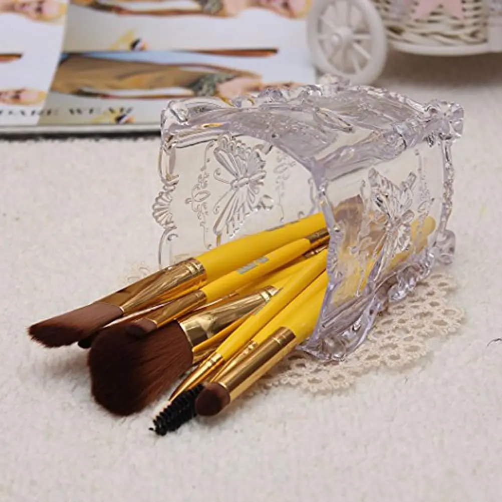 FRCOLOR Acrylic Makeup Brush Holder with Butterfly Carving | 11cm x 9cm x 9cm (4.3" x 3.6" x 3.6") - view 3