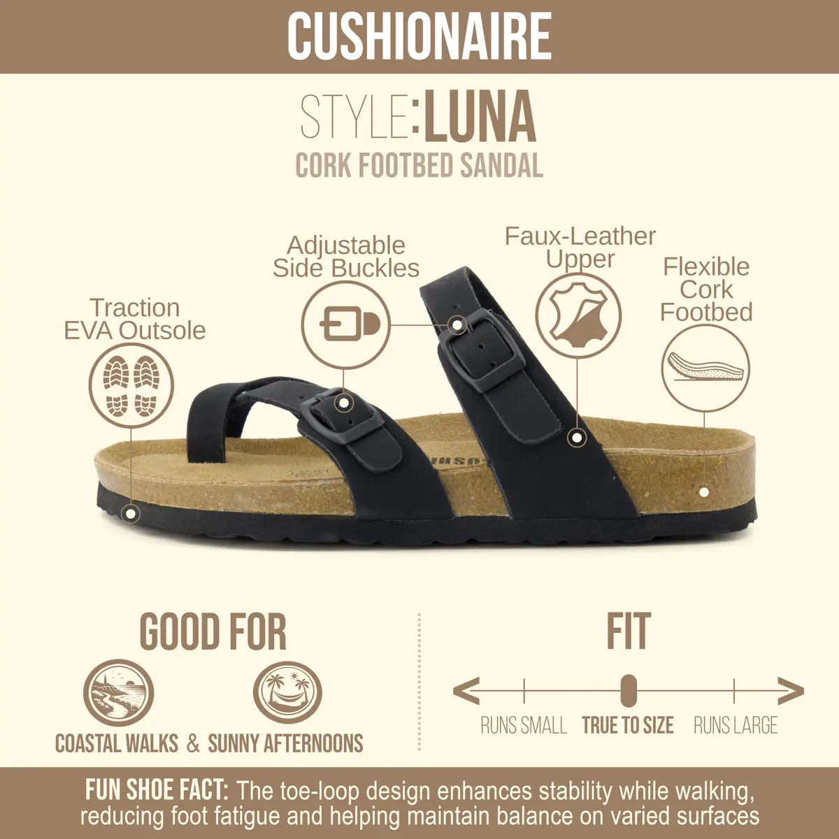CUSHIONAIRE Luna Cork Footbed Sandals for Women with Crossover Straps | Supportive & Stylish for Indian Summers - view 4