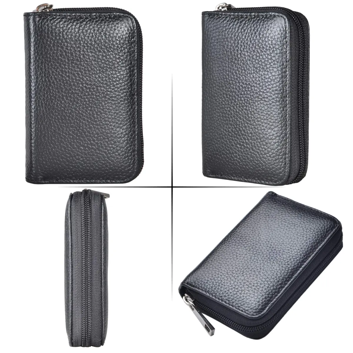 Easyoulife Genuine Leather Credit Card Holder Zipper Wallet 26 Card Slots | RFID Protected & Compact - view 6