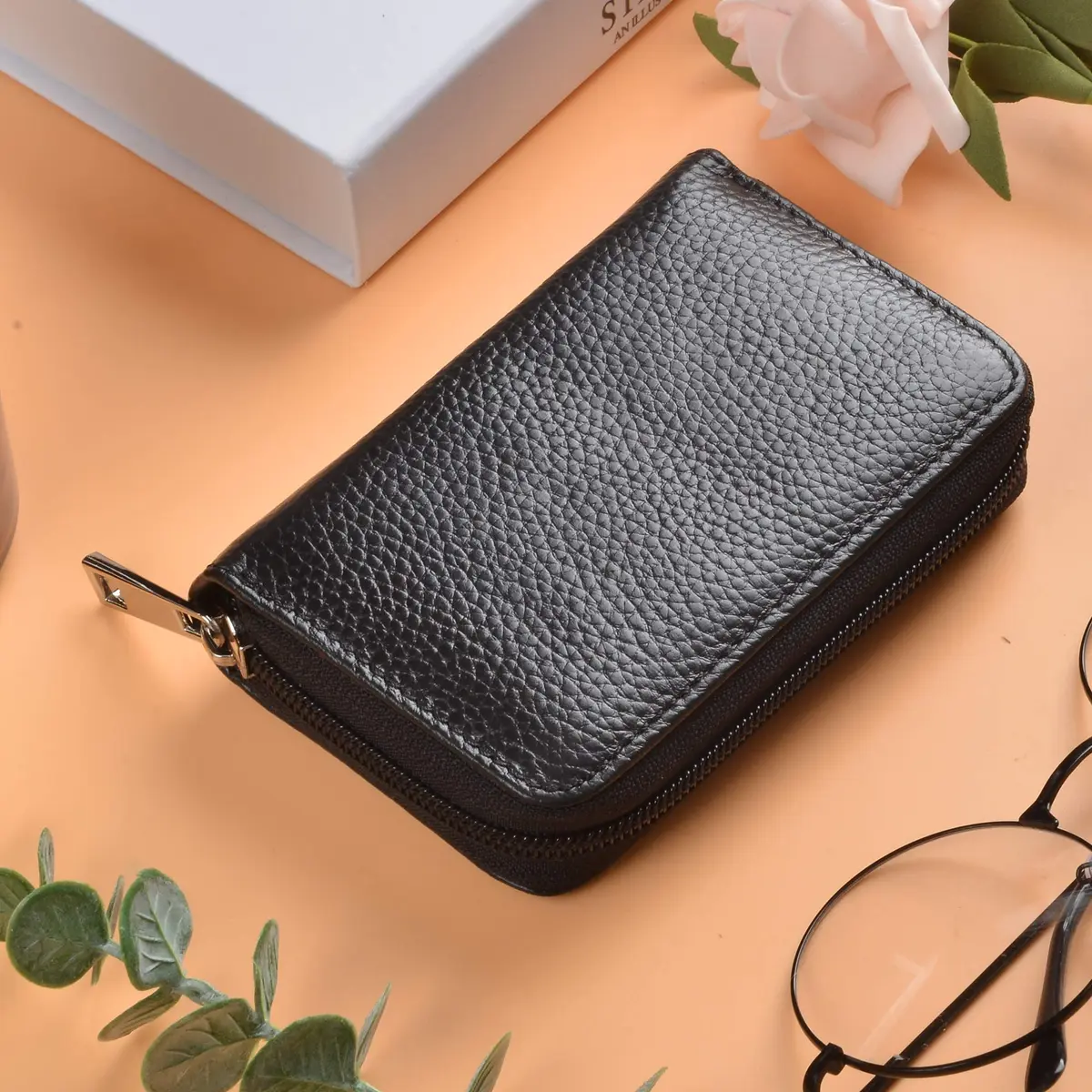 Easyoulife Genuine Leather Credit Card Holder Zipper Wallet 26 Card Slots | RFID Protected & Compact - view 2