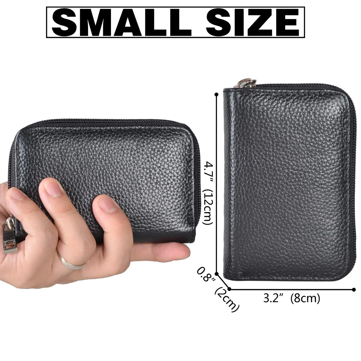 Easyoulife Genuine Leather Credit Card Holder Zipper Wallet 26 Card Slots | RFID Protected & Compact - view 4