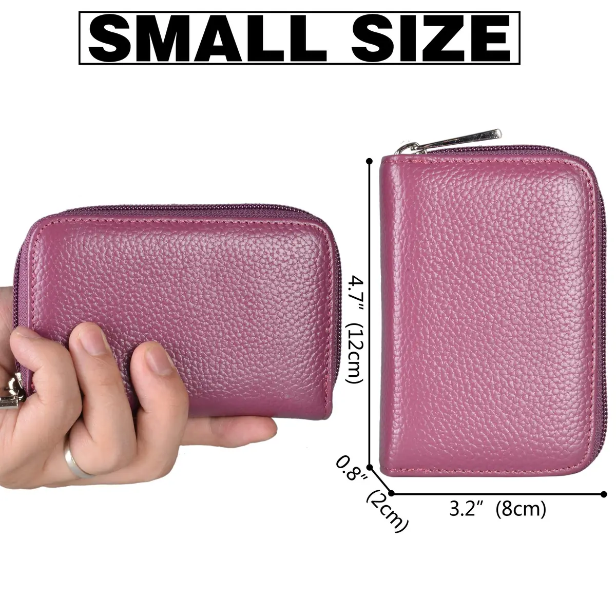 Easyoulife Genuine Leather Credit Card Holder Zipper Wallet With 26 Card Slots (Purple) | RFID Blocking - view 4