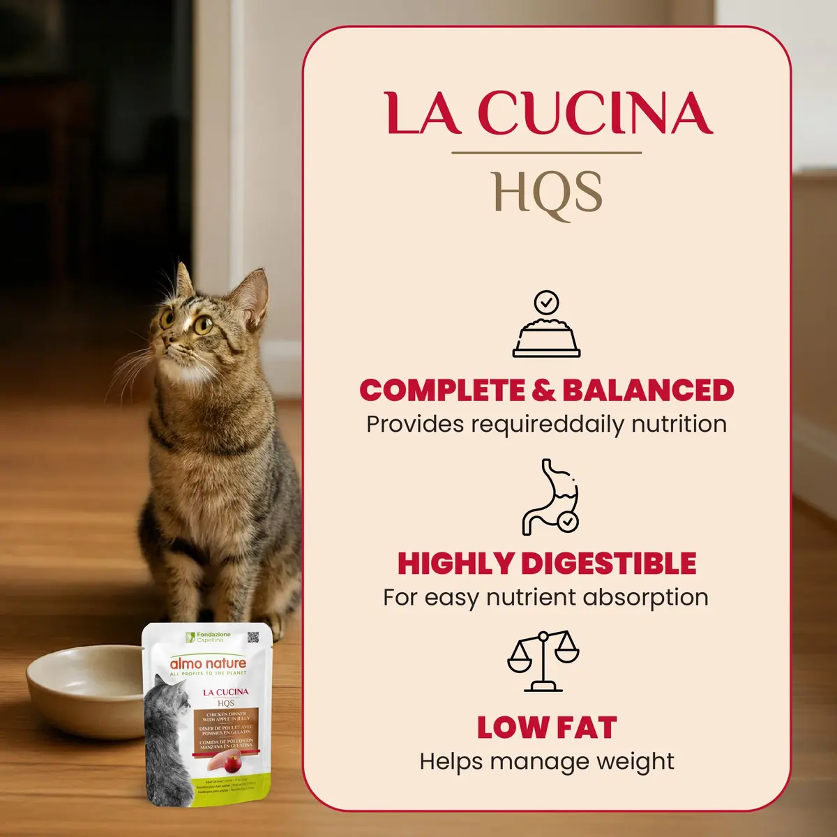 almo nature HQS Complete CAT Wet Cat Food Chicken Dinner with Apple in Jelly - Grain-Free, 1.94 oz (Pack of 12) | Natural & Digestible - view 2