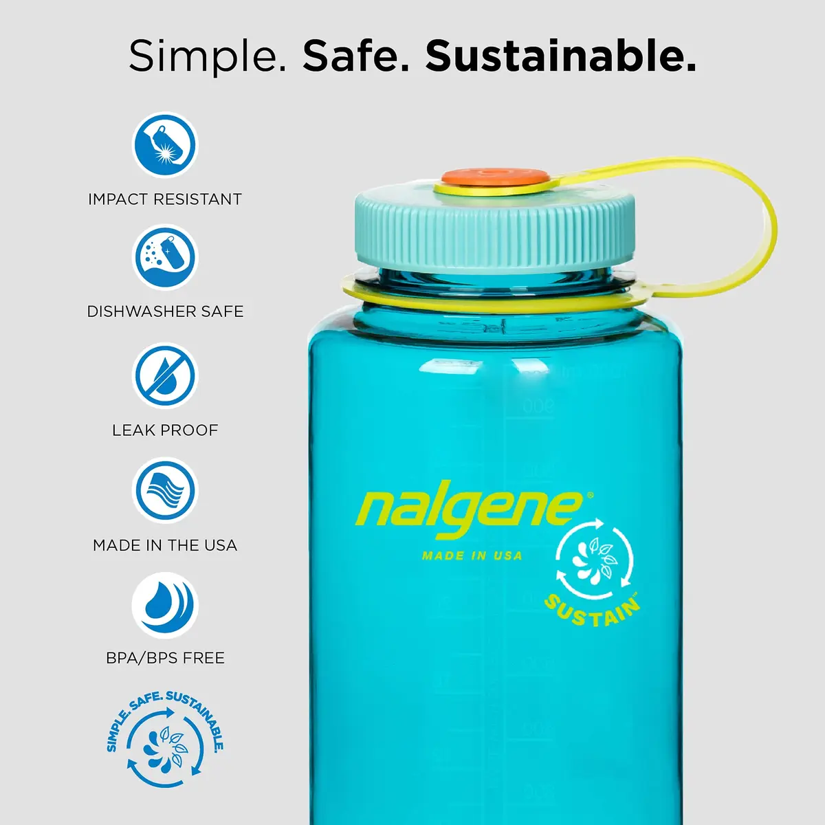 Nalgene Sustain Tritan BPA-Free Water Bottle 946ml (32 OZ) | Wide Mouth for Camping & Hiking - view 3