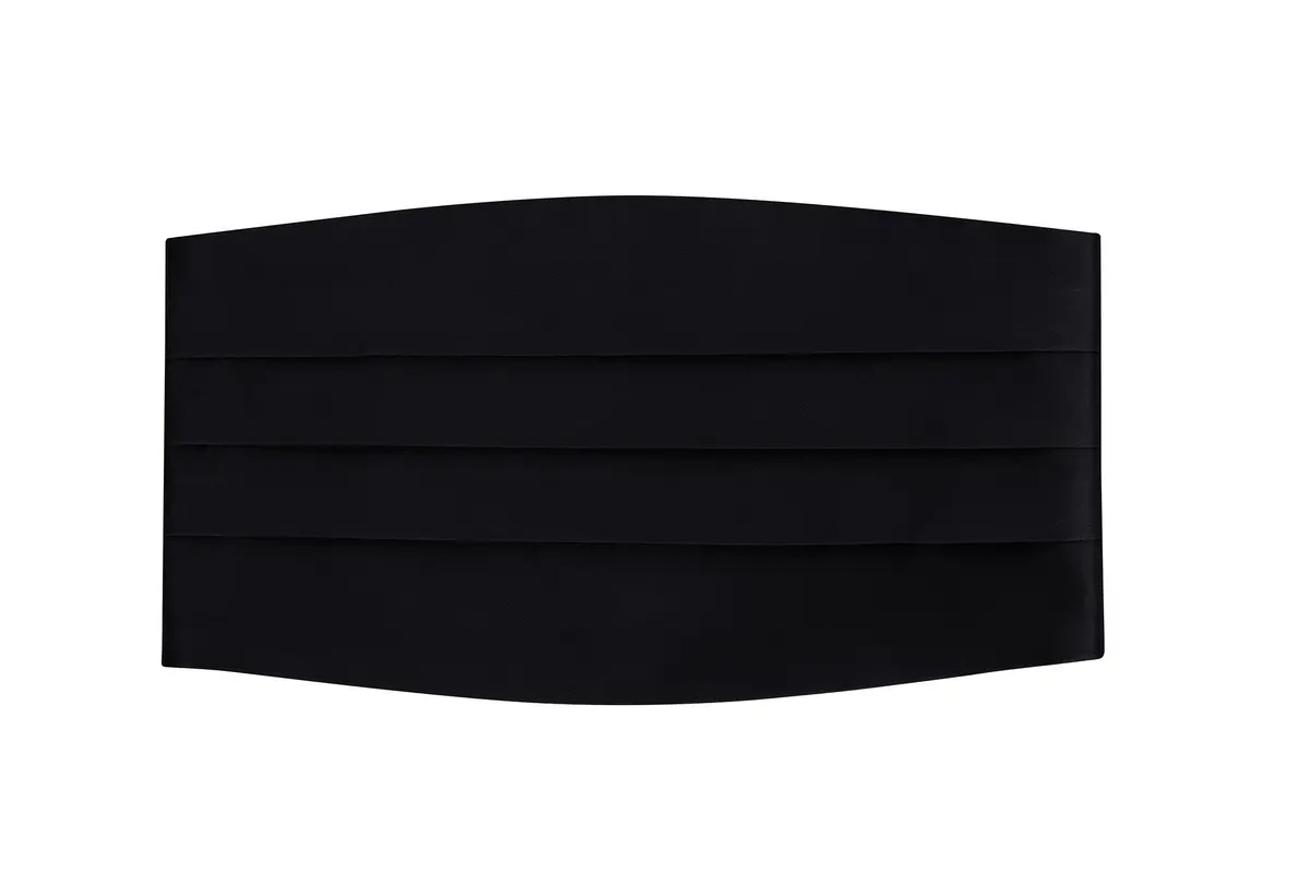 S.H. Churchill & Co. Men's Adjustable 4-Pleat Satin Cummerbund Black | Fits Waists Up to 48 Inches - main product image